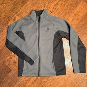 Spyder Gray and Black Fleece Zipper Jacket, Size M